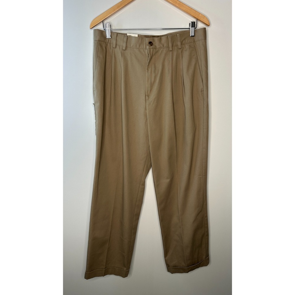 New Dockers Premium Khakis Work Pleated Relaxed Fit Pants Tan Men's 34 x 31 - Picture 2 of 13